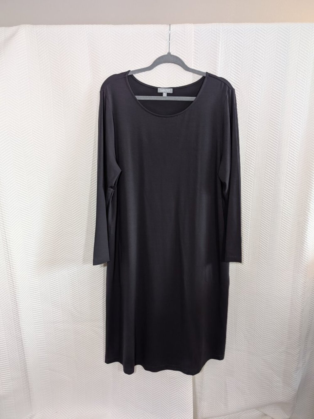 Habitat Swing Midi Dress Long Sleeve Charcoal Pockets XL Travel Minimalist